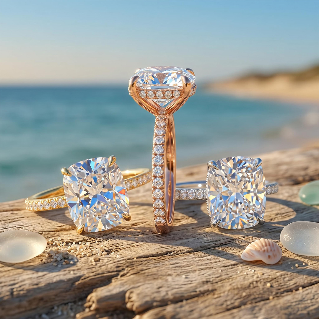 2.6ct. tw. Cushion Cut VVS Moissanite Pave Engagement Ring 2.6ct. tw. Cushion Cut VVS Moissanite Pave Engagement Ring