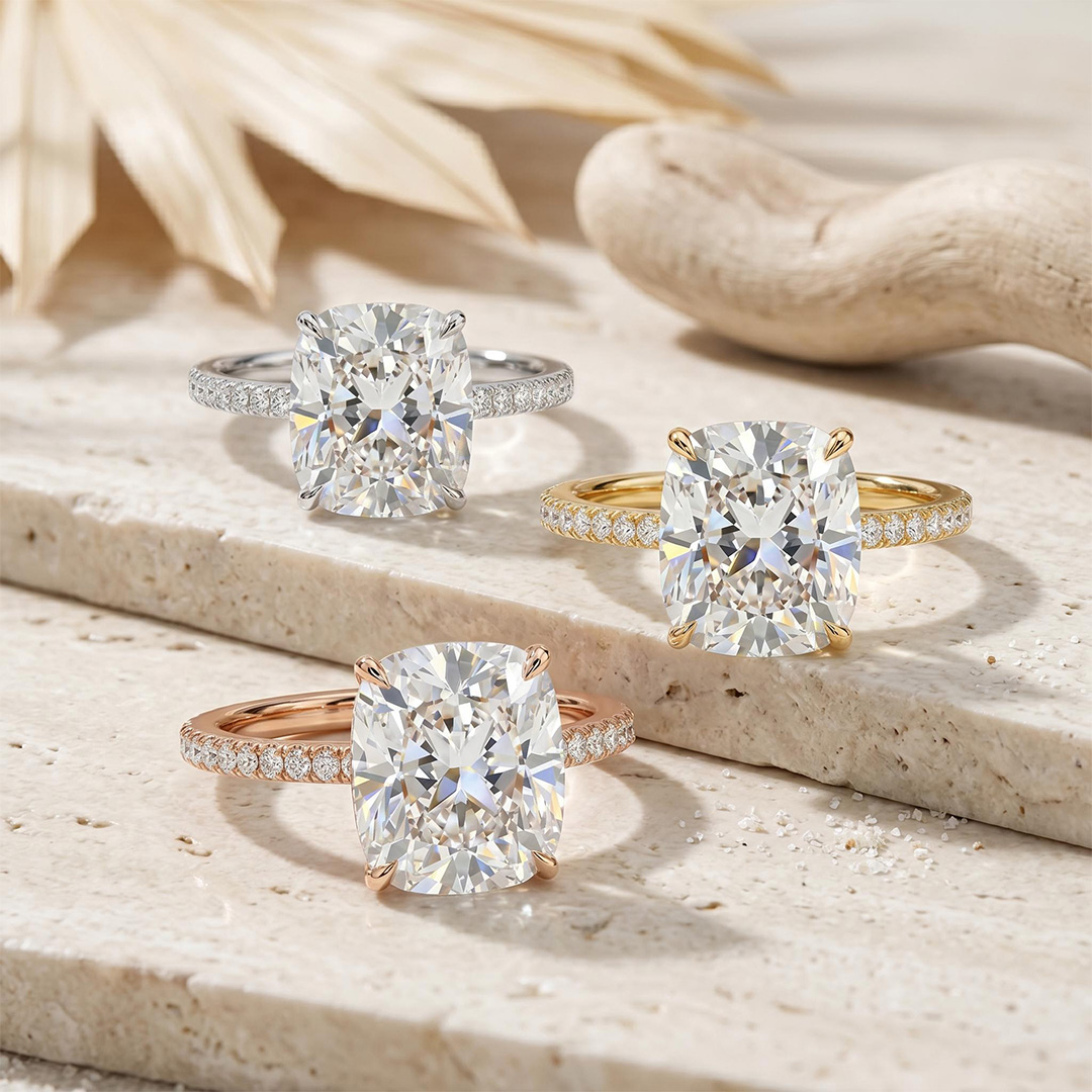 2.6ct. tw. Cushion Cut VVS Moissanite Pave Engagement Ring 2.6ct. tw. Cushion Cut VVS Moissanite Pave Engagement Ring