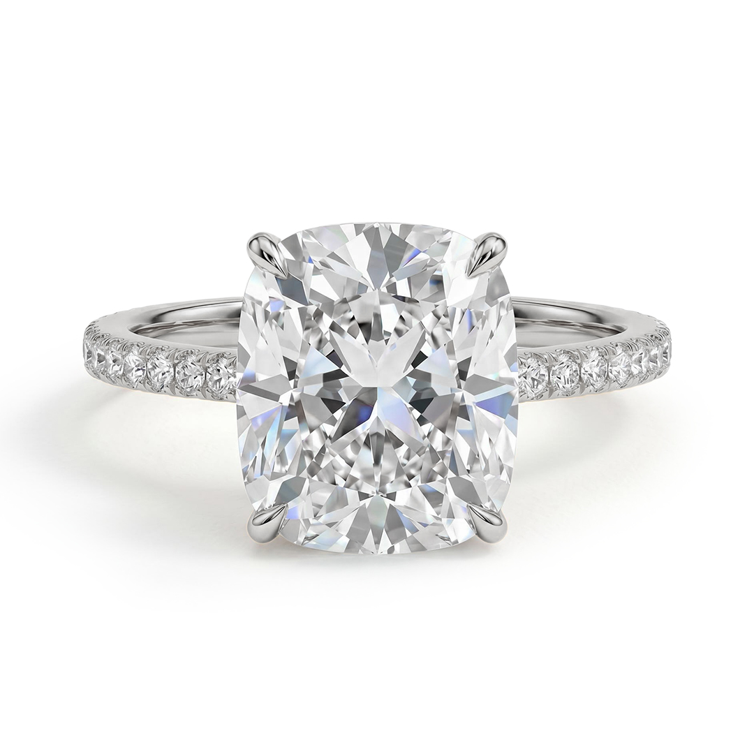 2.6ct. tw. Cushion Cut VVS Moissanite Pave Engagement Ring 2.6ct. tw. Cushion Cut VVS Moissanite Pave Engagement Ring