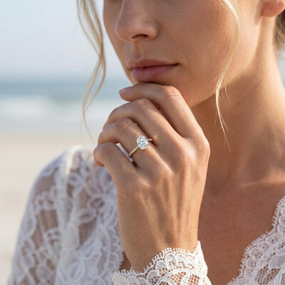 2.6ct. tw. Cushion Cut VVS Moissanite Pave Engagement Ring