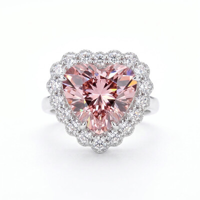 7.66ct. tw. Heart Cut Pink Gemstone Halo Engagement Ring