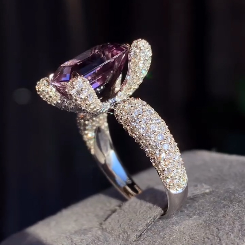 6.52CT Emerald Cut Purple Full-Diamond Pave Engagement Ring 6.52CT Emerald Cut Purple Full-Diamond Pave Engagement Ring