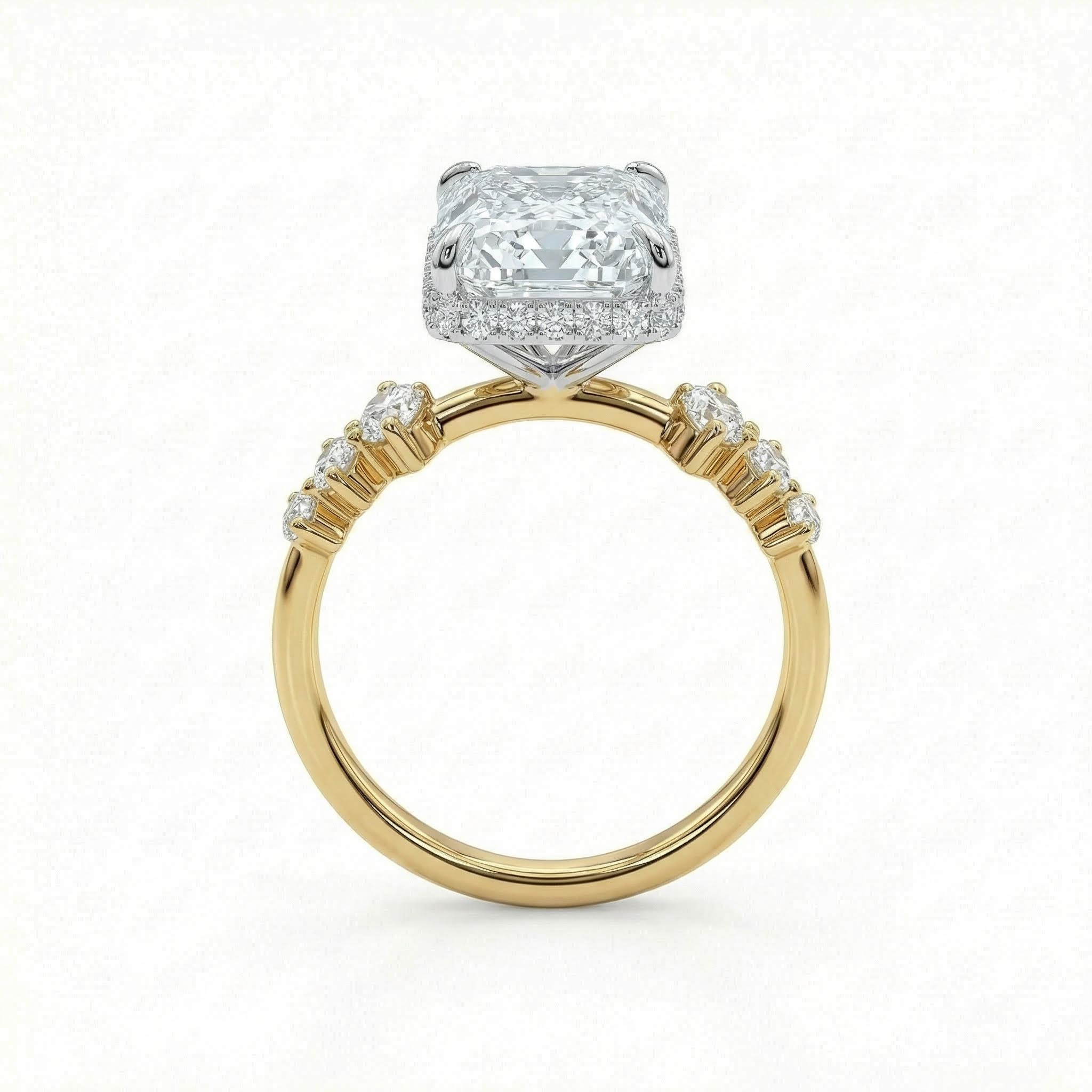 6.56CT Radiant Cut VVS Moissanite Pave Engagement Ring