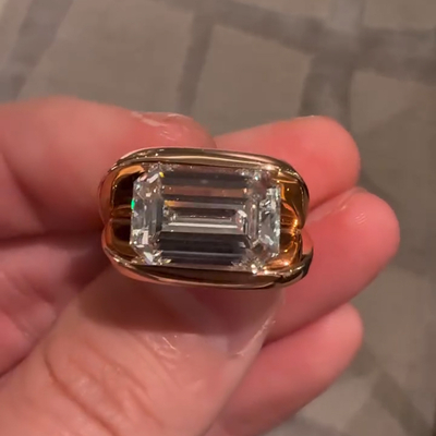 4CT Emerald Cut VVS Moissante Solitaire Engagement Ring