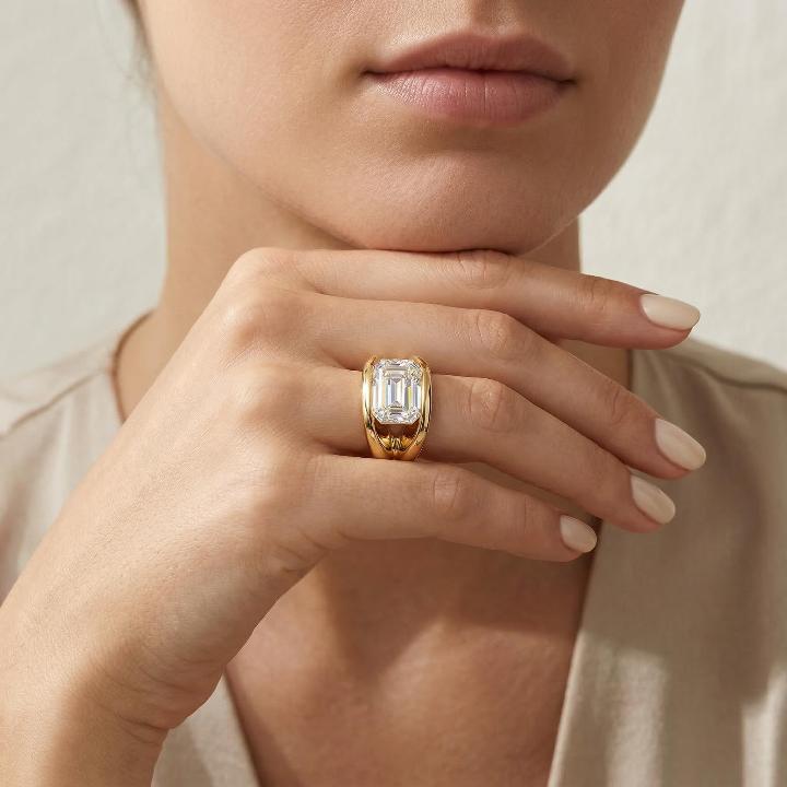 10CT Emerald Cut VVS Moissanite Solitaire Engagement Ring