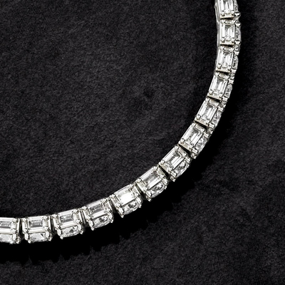 5mm Emerald Cut Sides Round Cut Tennis Chain