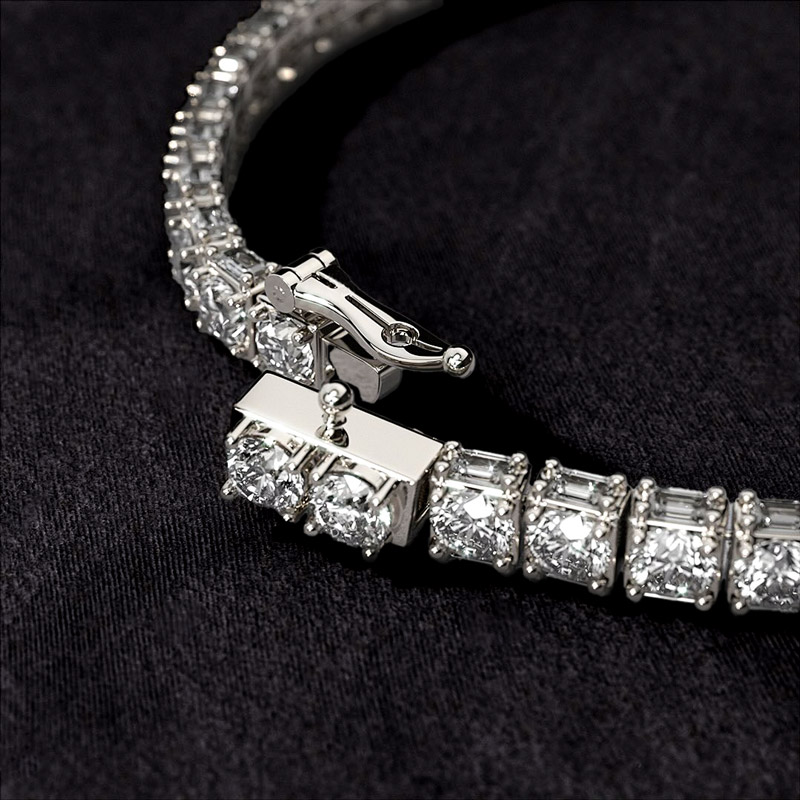 5mm Emerald Cut Sides Round Cut Tennis Chain 5mm Emerald Cut Sides Round Cut Tennis Chain