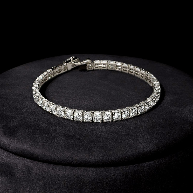 5mm Emerald Cut Sides Round Cut Tennis Chain 5mm Emerald Cut Sides Round Cut Tennis Chain