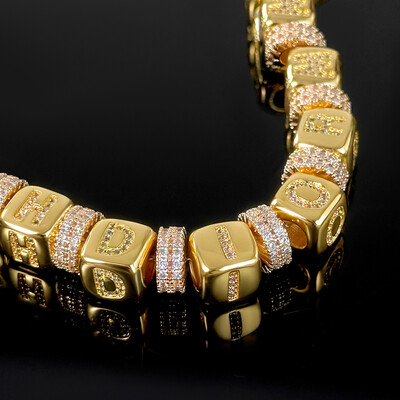 Iced Beaded Custom Letter Bracelet