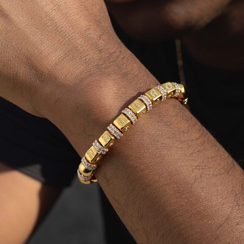 Iced Beaded Custom Letter Bracelet