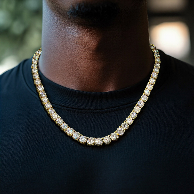 10mm Iced Out Side with Diamonds Tennis Chain