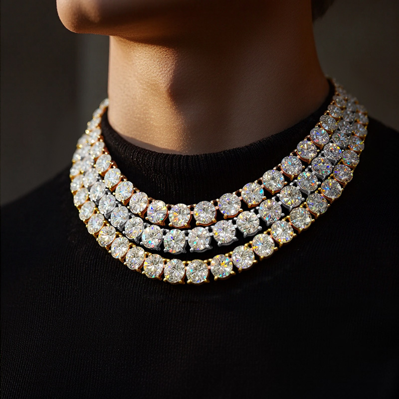 10mm Iced Out Side with Diamonds Tennis Chain