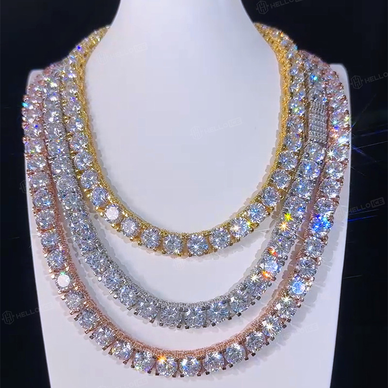 10mm Iced Out Side with Diamonds Tennis Chain