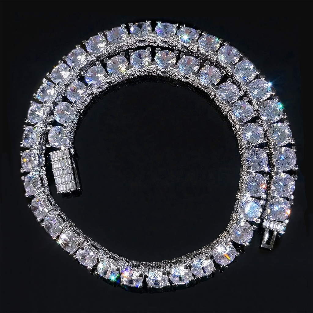 10mm Iced Out Side with Diamonds Tennis Chain