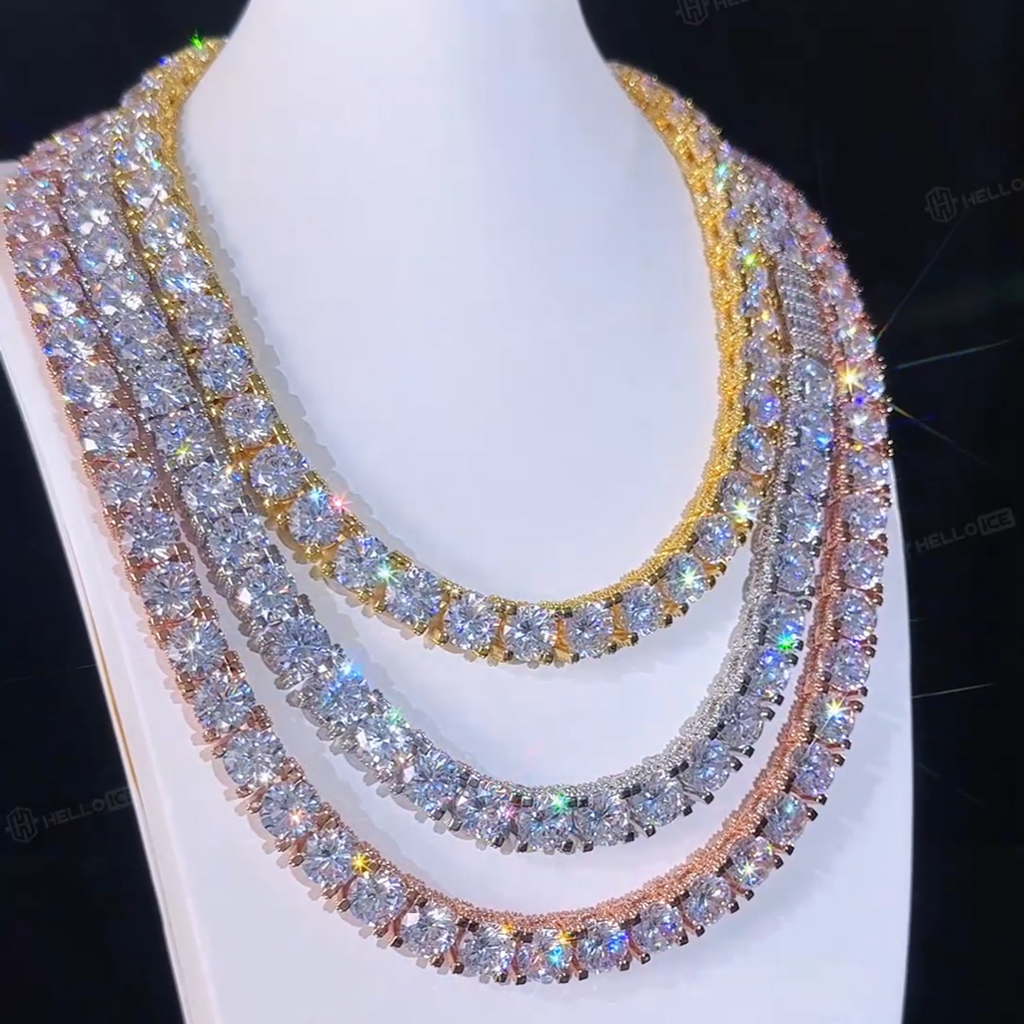10mm Iced Out Side with Diamonds Tennis Chain