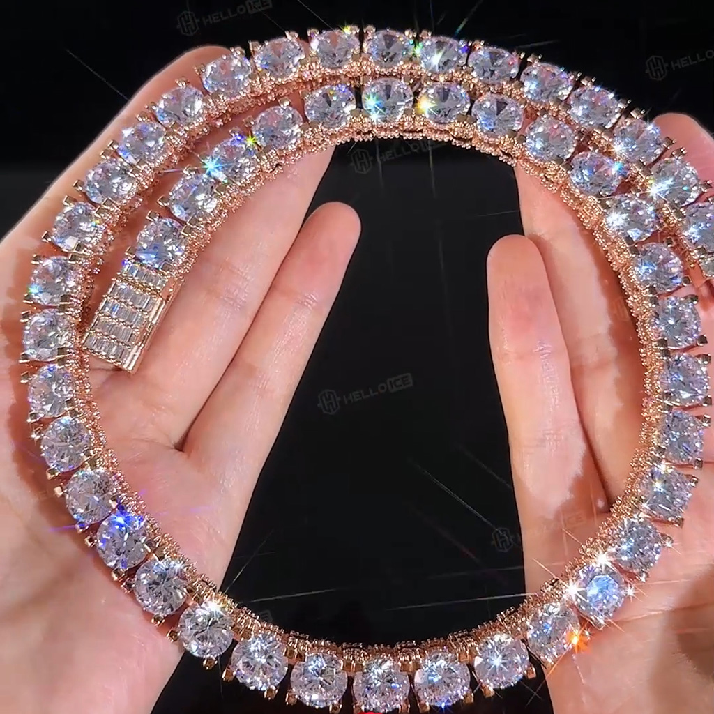 10mm Iced Out Side with Diamonds Tennis Chain