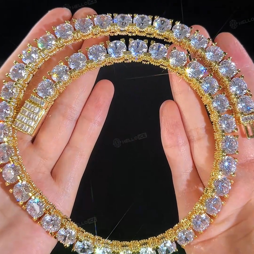 10mm Iced Out Side with Diamonds Tennis Chain