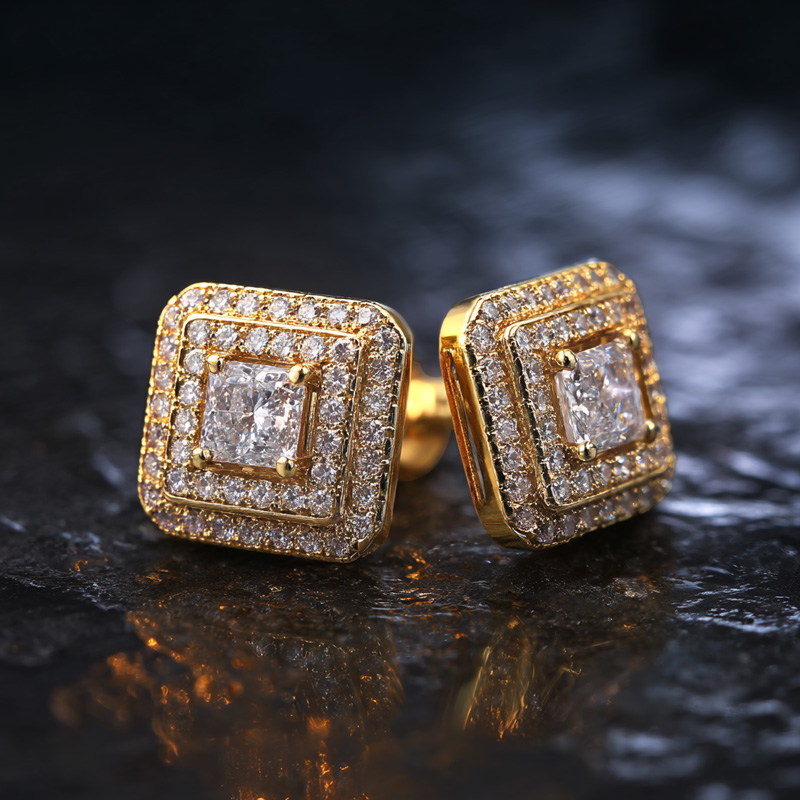 Iced Out Square Princess Cut Earrings Iced Out Square Princess Cut Earrings