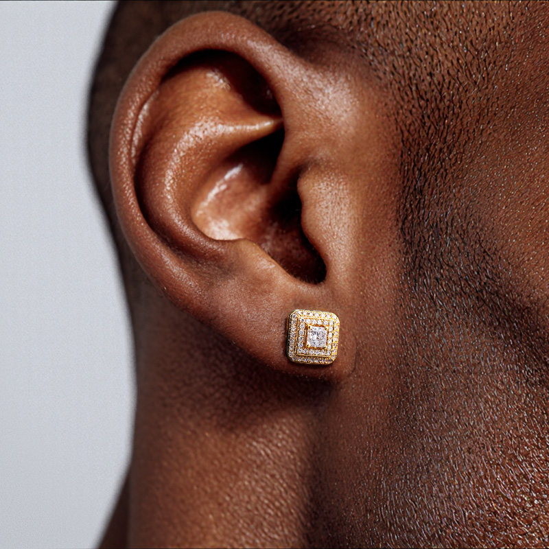 Iced Out Square Princess Cut Earrings Iced Out Square Princess Cut Earrings