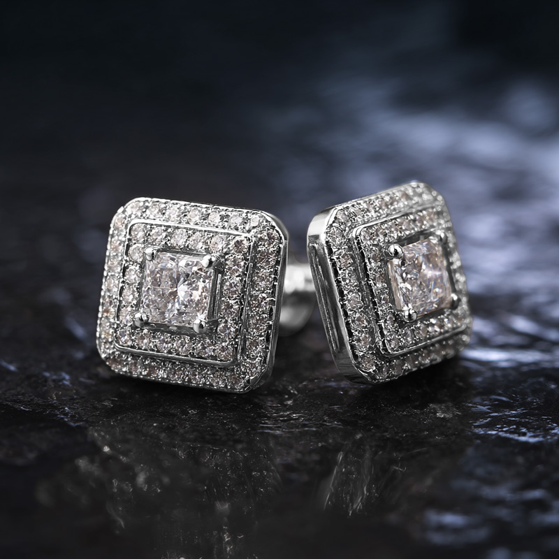 Iced Out Square Princess Cut Earrings Iced Out Square Princess Cut Earrings