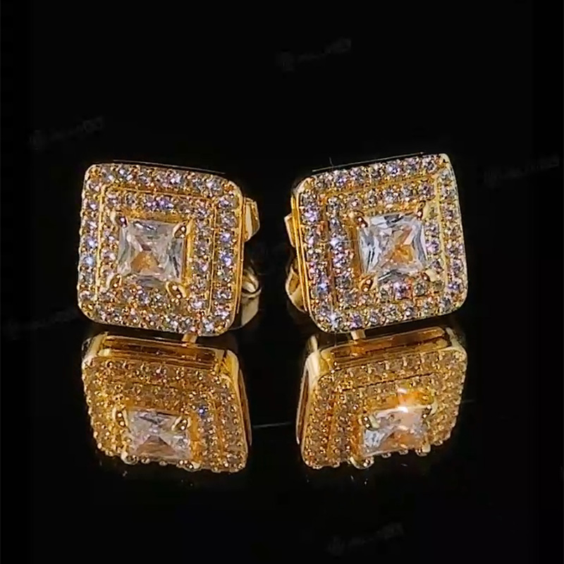 Iced Out Square Princess Cut Earrings Iced Out Square Princess Cut Earrings