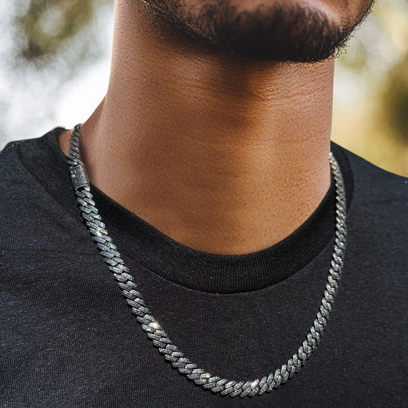 8mm-15mm 925S & VVS Moissanite Black Prong Cuban Link Chain 8mm-15mm 925S & VVS Moissanite Black Prong Cuban Link Chain