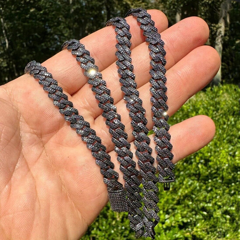 8mm-15mm 925S & VVS Moissanite Black Prong Cuban Link Chain 8mm-15mm 925S & VVS Moissanite Black Prong Cuban Link Chain