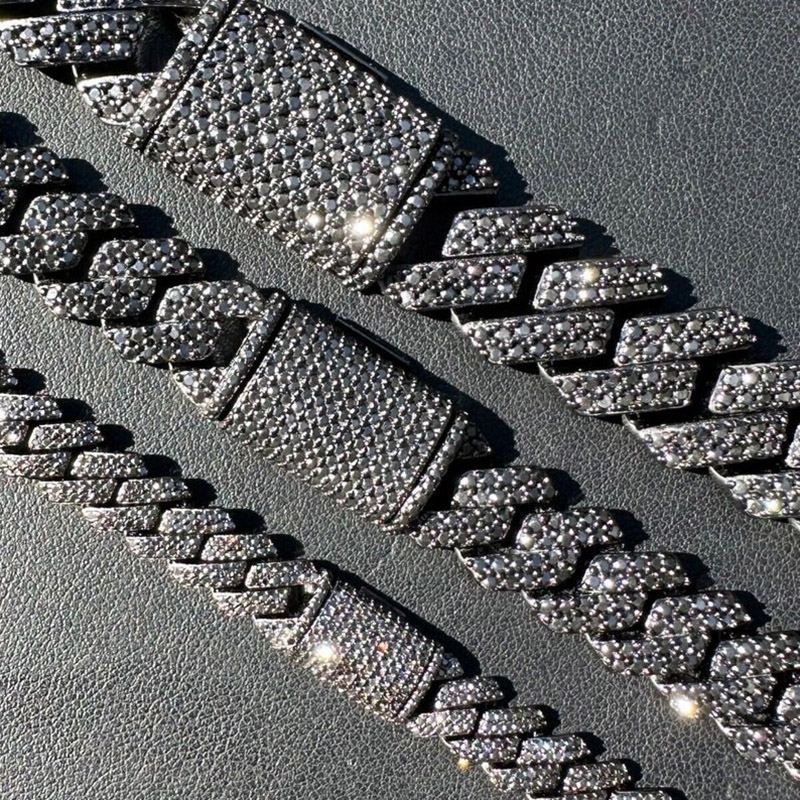 8mm-15mm 925S & VVS Moissanite Black Prong Cuban Link Chain 8mm-15mm 925S & VVS Moissanite Black Prong Cuban Link Chain