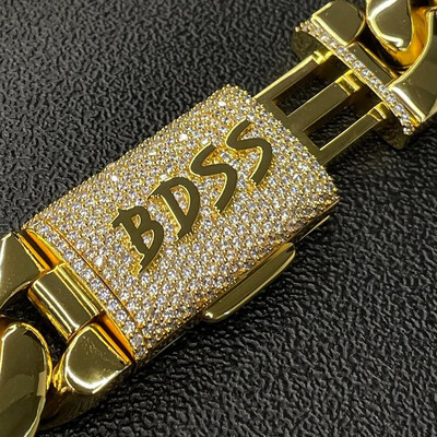 22mm 925S & VVS Moissanite Box Clasp Stainless Steel Cuban Chain