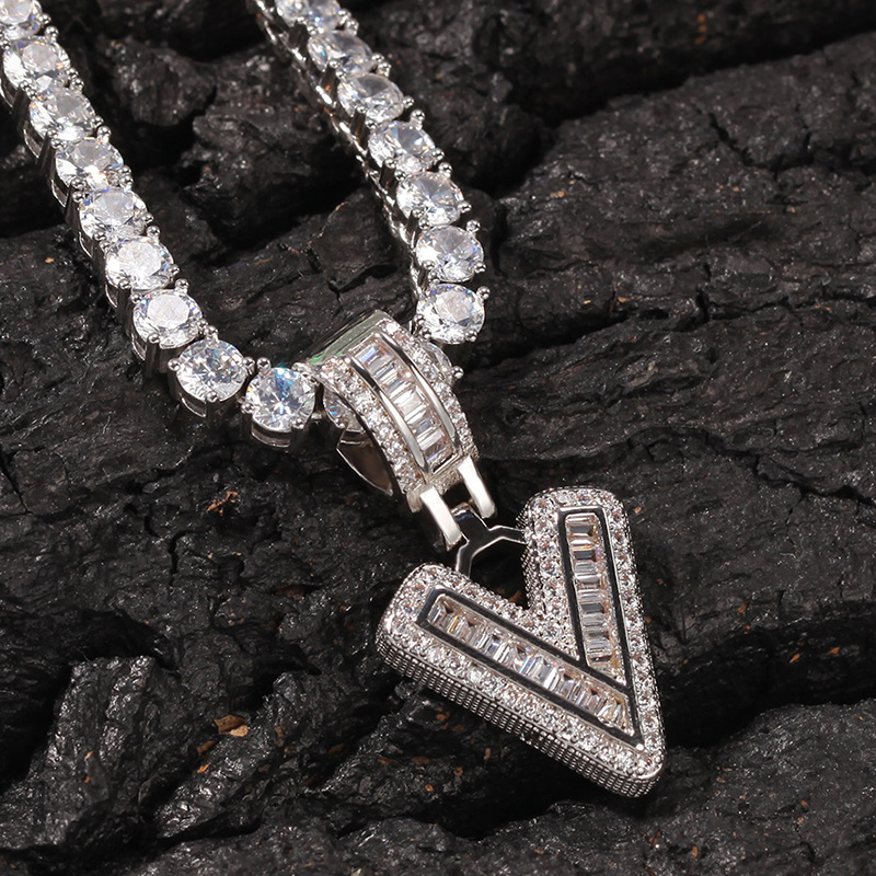 Iced Out A-Z Baguette Letters Pendant