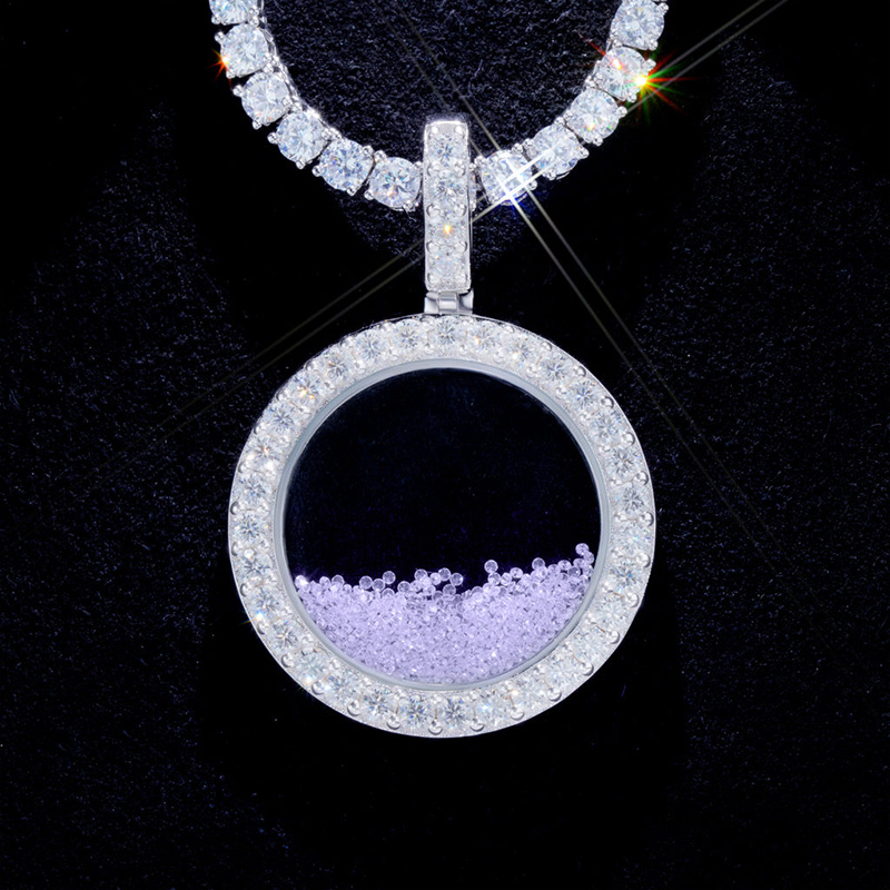 White/Blue/Purple Icy-Filled Disc Pendant White/Blue/Purple Icy-Filled Disc Pendant
