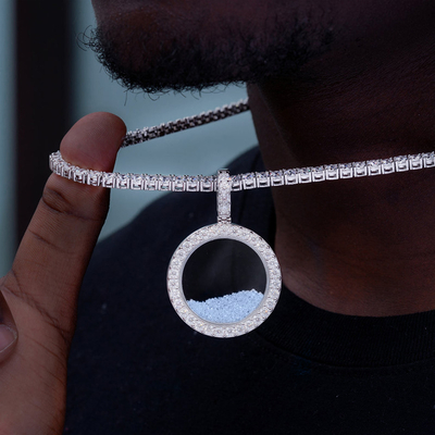 White/Blue/Purple Icy-Filled Disc Pendant