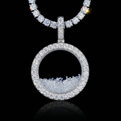 White/Blue/Purple Icy-Filled Disc Pendant