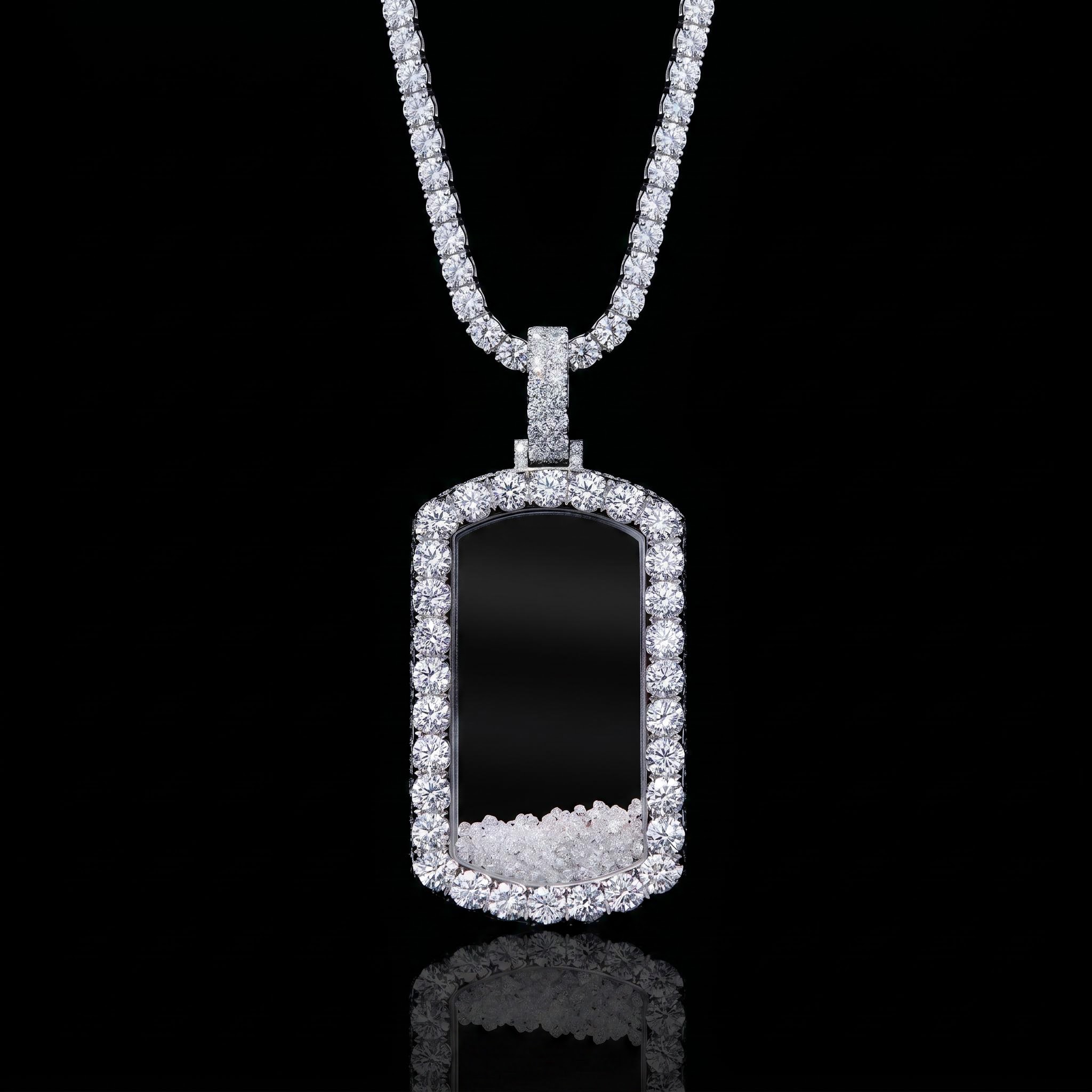 Icy-Filled Dog Tag Pendant