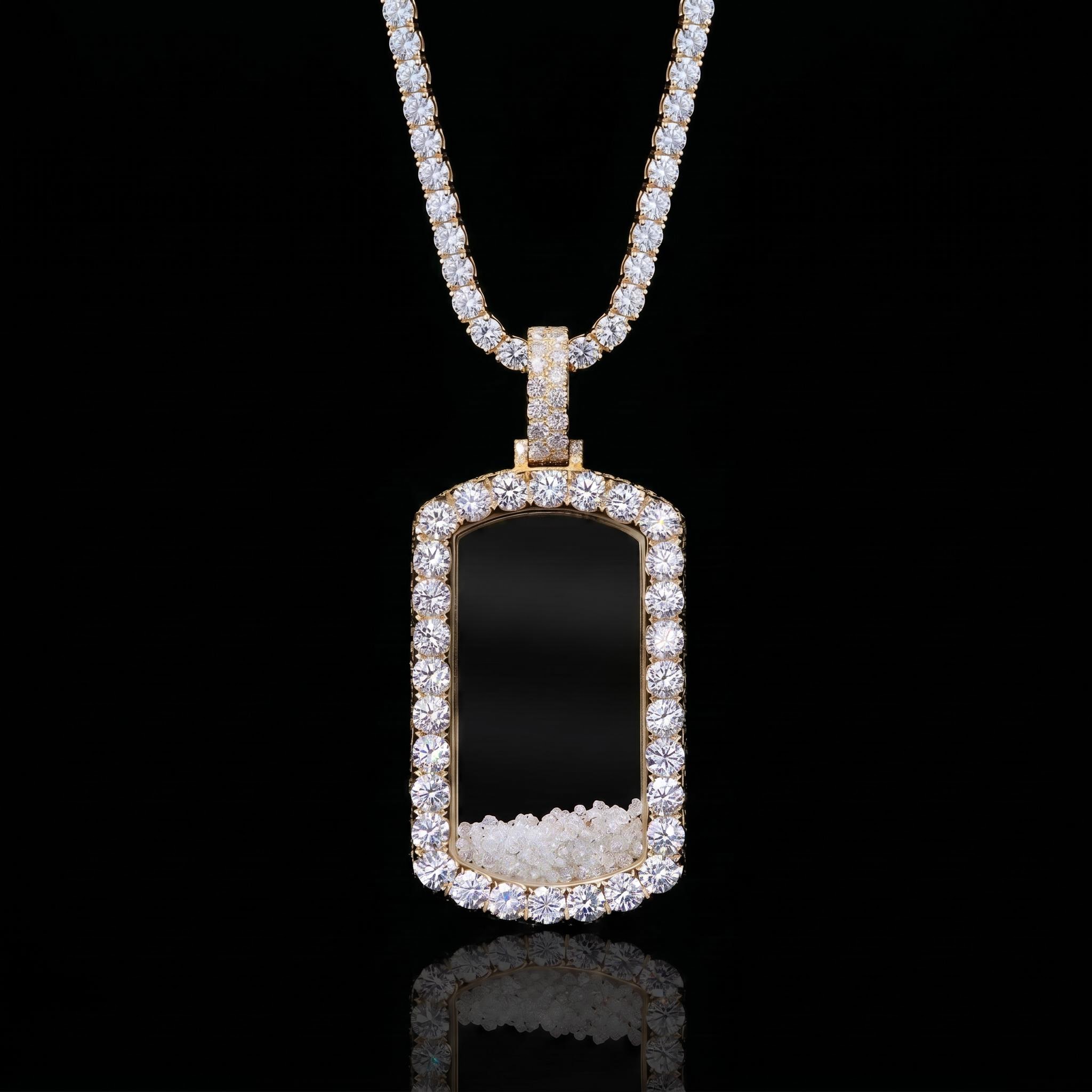 Icy-Filled Dog Tag Pendant