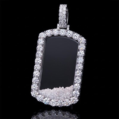 Icy-Filled Dog Tag Pendant