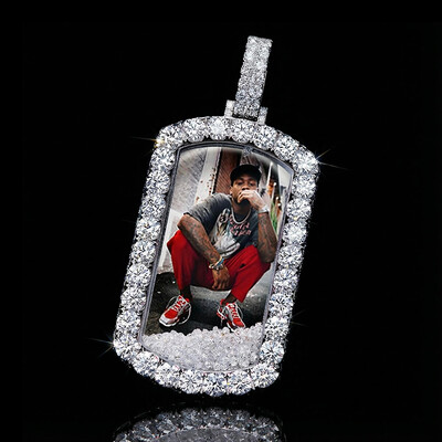 Icy-Filled Dog Tag Custom Photo Pendant