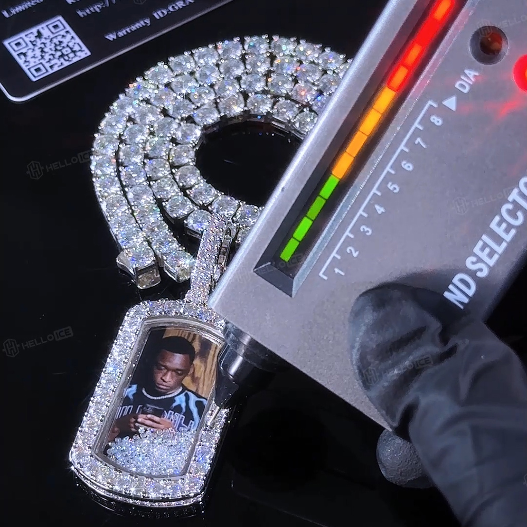 Icy-Filled Dog Tag Custom Photo Pendant