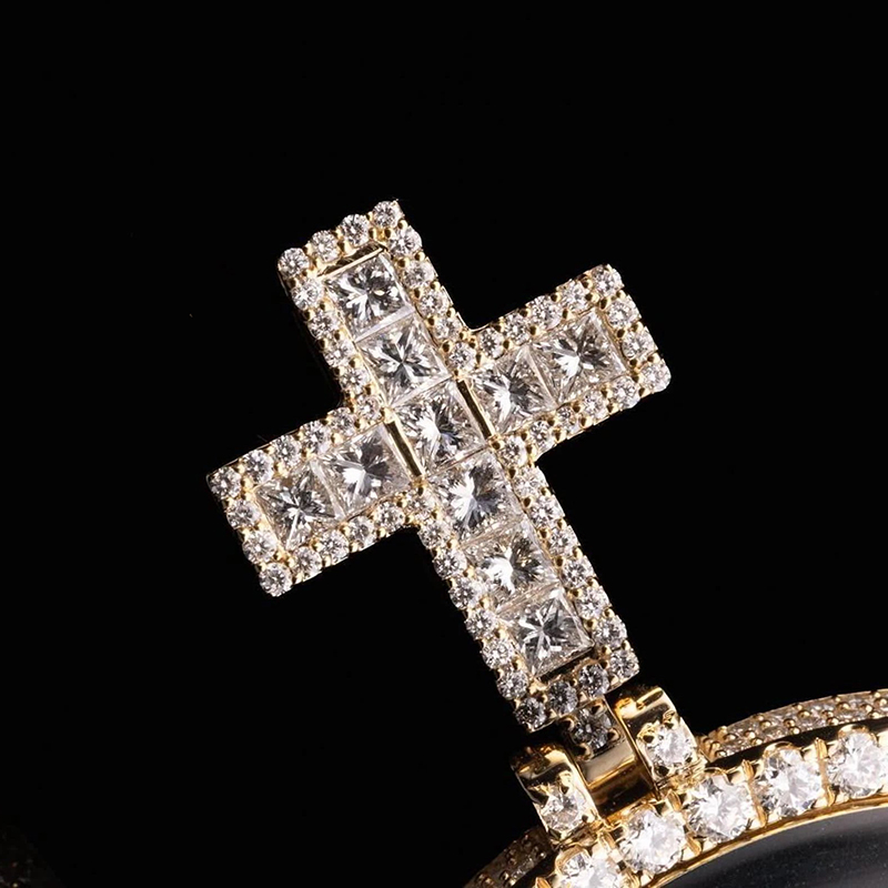 Iced Custom Princess Cut Cross Disc Photo Pendant