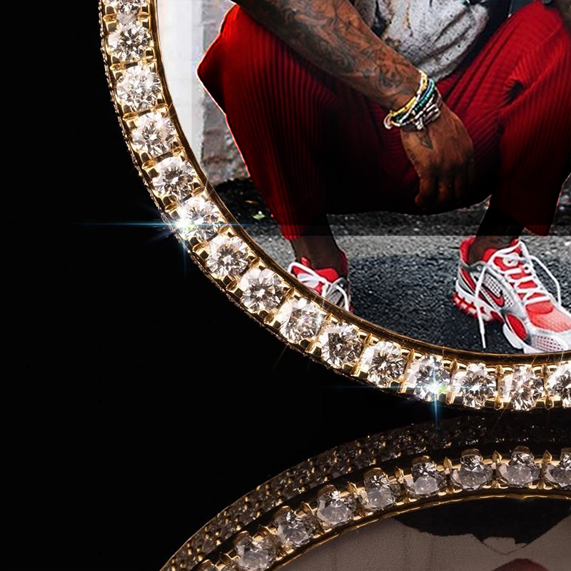 Iced Custom Princess Cut Cross Disc Photo Pendant