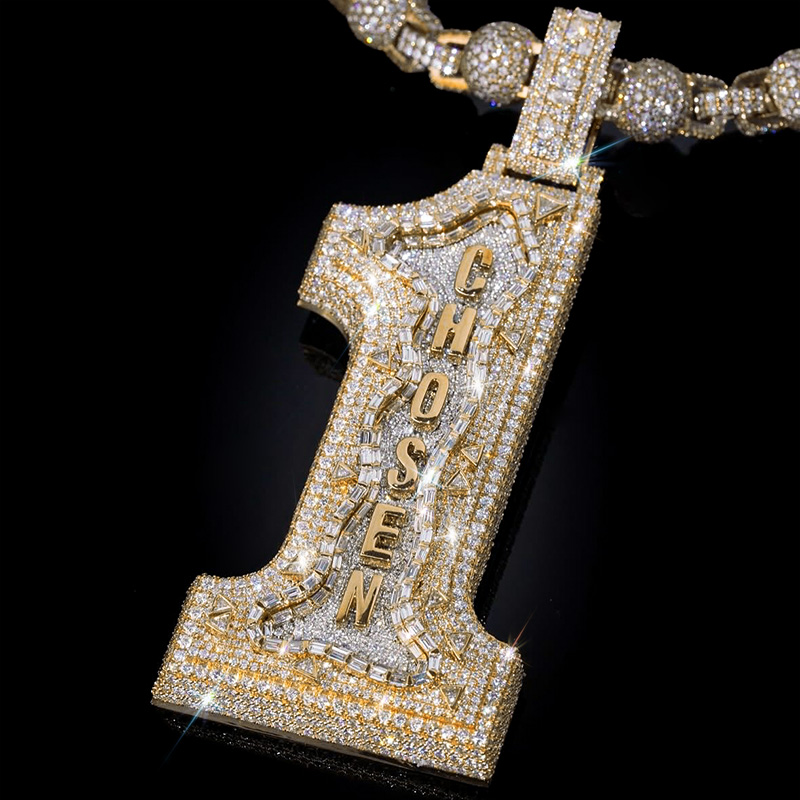 Iced Out Baguette Chosen 1 Pendant Iced Out Baguette Chosen 1 Pendant
