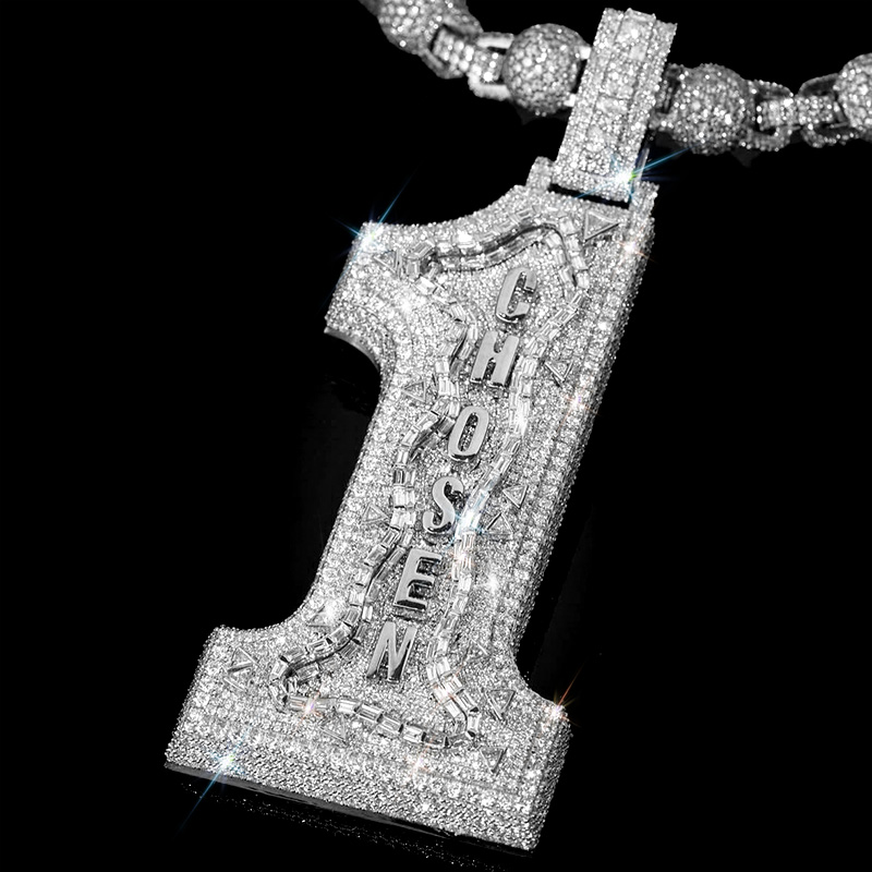 Iced Out Baguette Chosen 1 Pendant Iced Out Baguette Chosen 1 Pendant