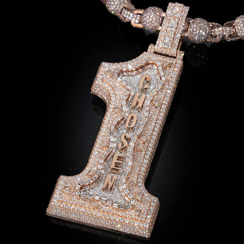 Iced Out Baguette Chosen 1 Pendant Iced Out Baguette Chosen 1 Pendant