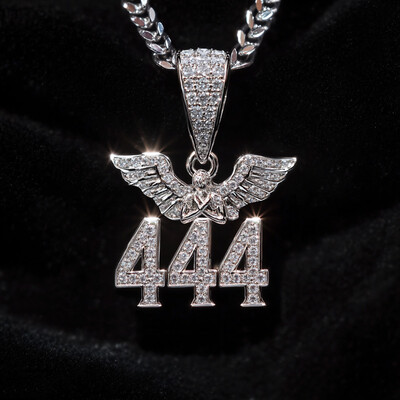 Iced Out 444 Angel Number Amulet Pendant