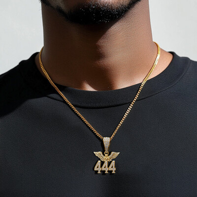 Iced Out 444 Angel Number Amulet Pendant