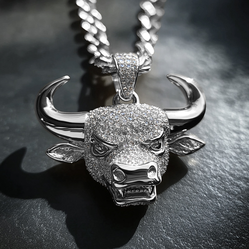 Iced Out Bull Head Pendant Iced Out Bull Head Pendant