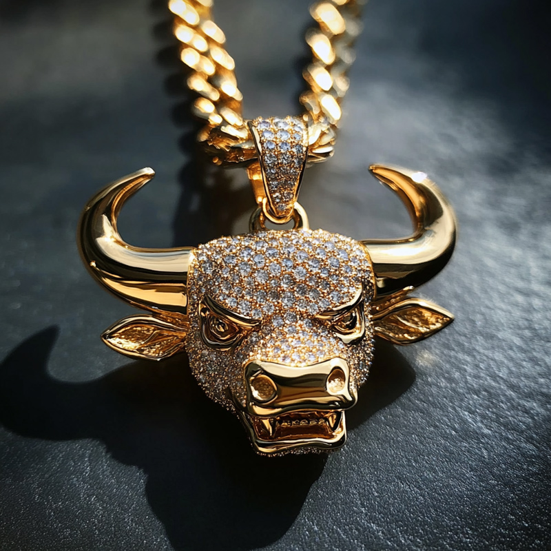 Iced Out Bull Head Pendant Iced Out Bull Head Pendant