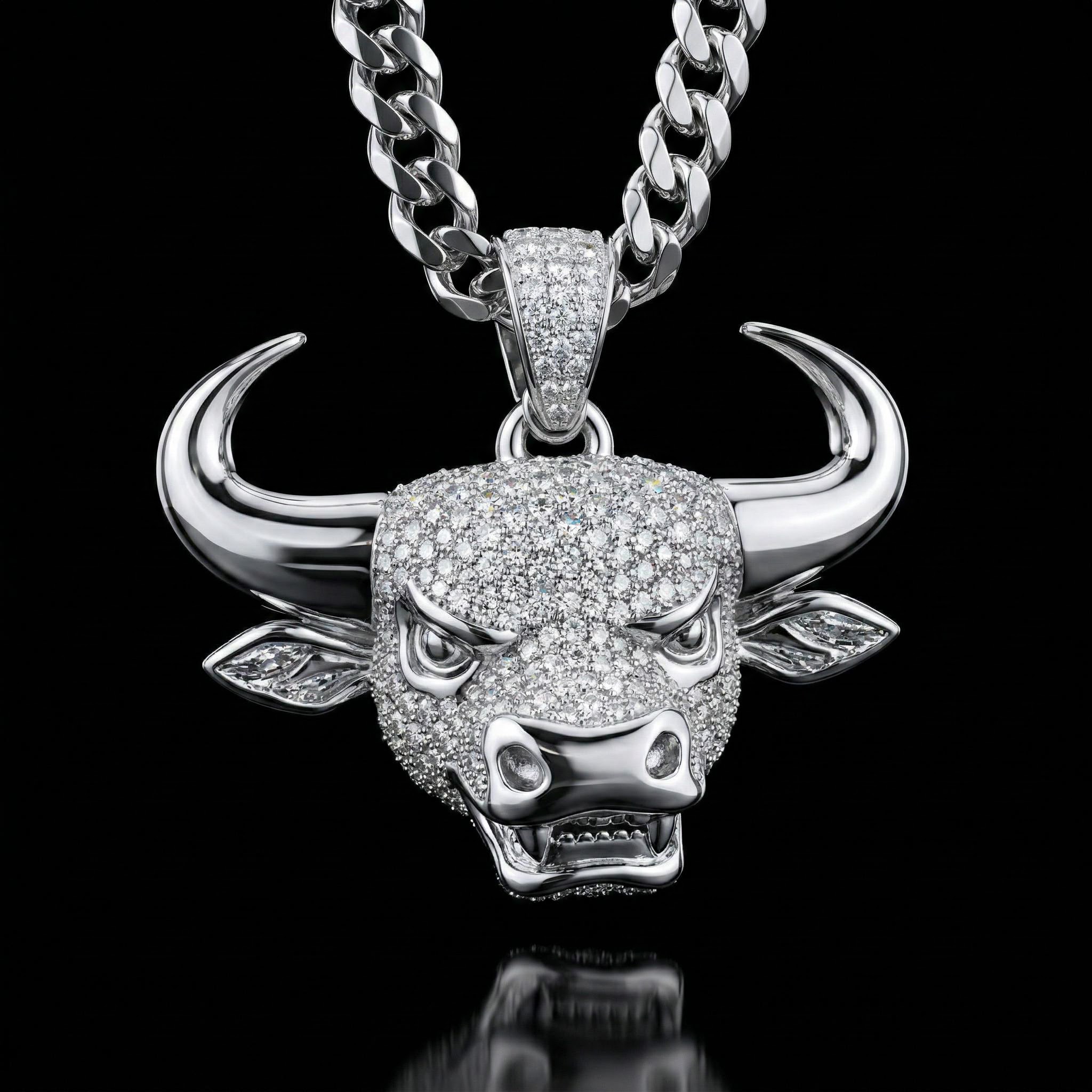 Iced Out Bull Head Pendant