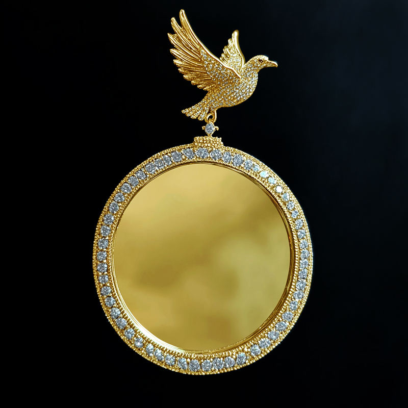 Iced Out Peace Dove Photo Pendant Iced Out Peace Dove Photo Pendant