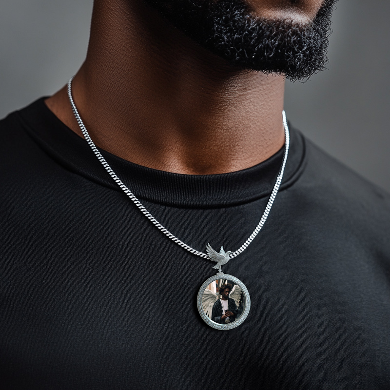Iced Out Peace Dove Photo Pendant Iced Out Peace Dove Photo Pendant